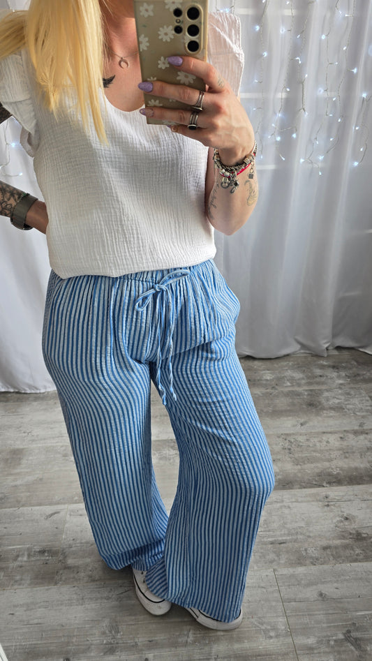 Pantalon rayé Gaspard bleu