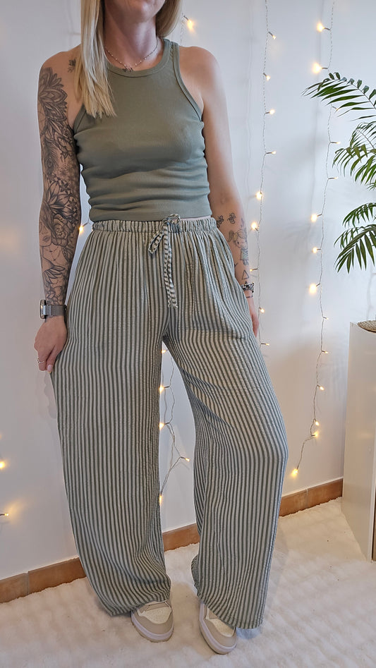 Pantalon rayé Gaspard kaki