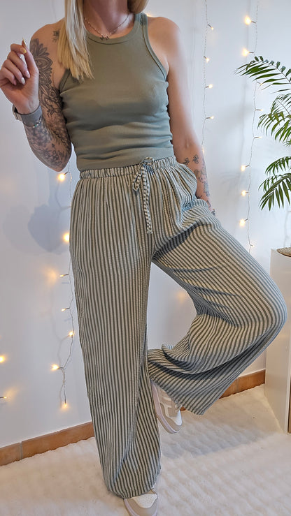 Pantalon rayé Gaspard kaki