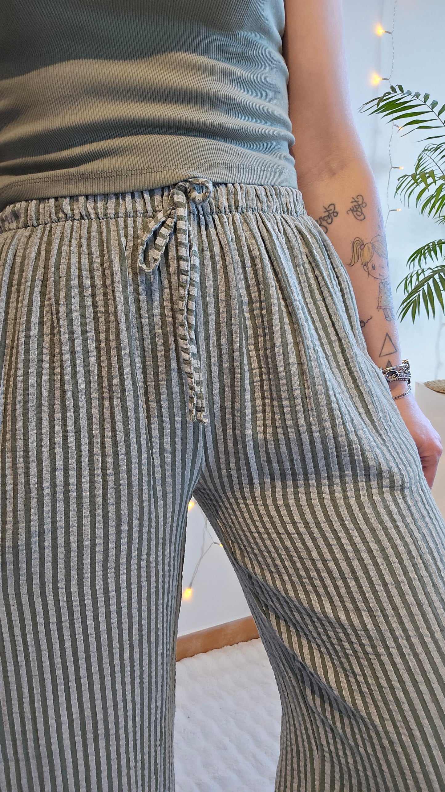 Pantalon rayé Gaspard kaki
