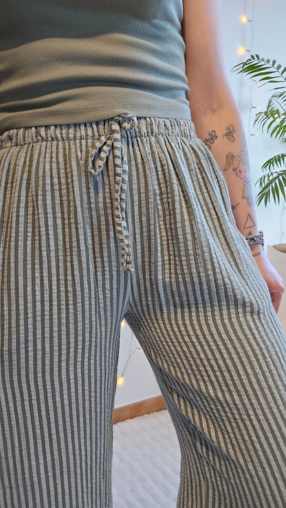 Pantalon rayé Gaspard kaki
