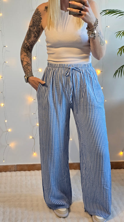 Pantalon rayé Gaspard bleu