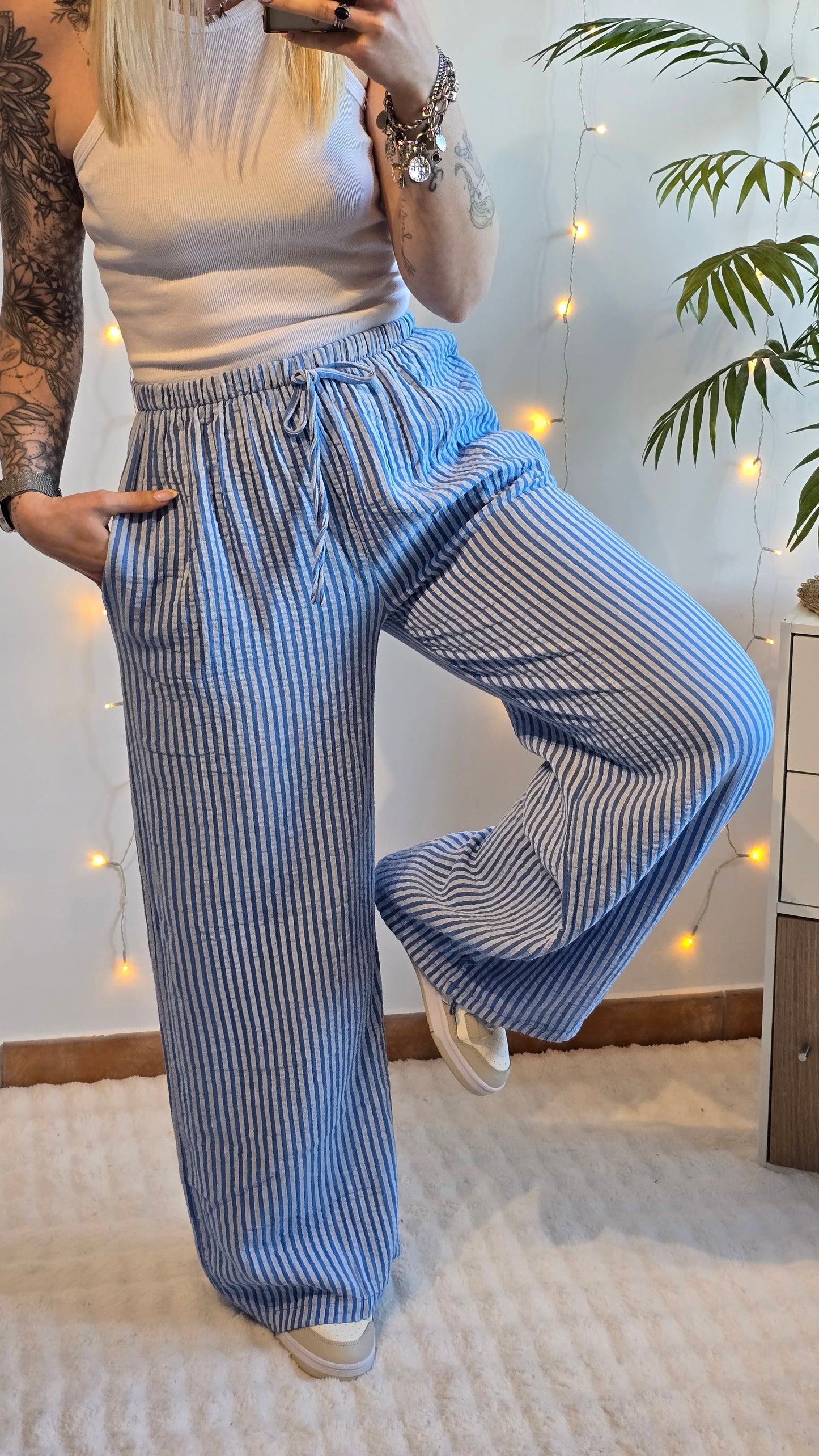 Pantalon rayé Gaspard bleu