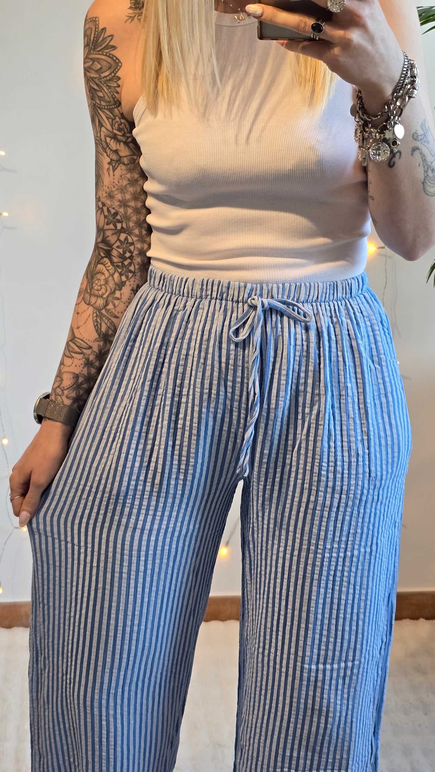 Pantalon rayé Gaspard bleu